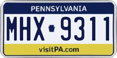 PA license plate MHX9311