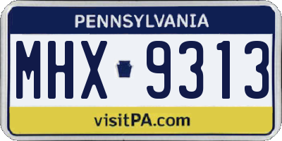 PA license plate MHX9313