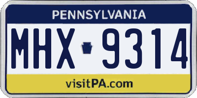 PA license plate MHX9314