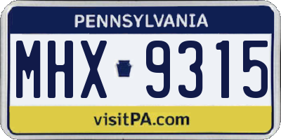 PA license plate MHX9315