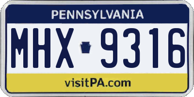 PA license plate MHX9316