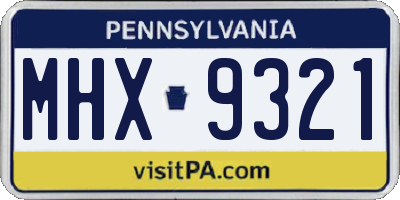 PA license plate MHX9321