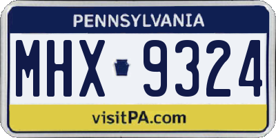 PA license plate MHX9324