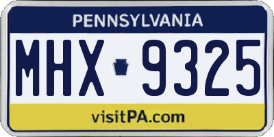 PA license plate MHX9325