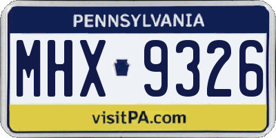 PA license plate MHX9326