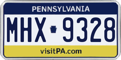 PA license plate MHX9328