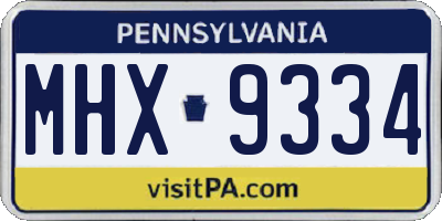 PA license plate MHX9334