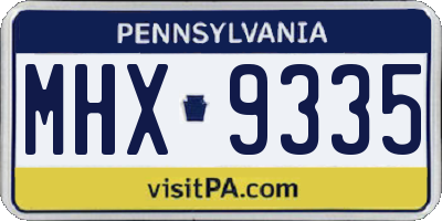 PA license plate MHX9335