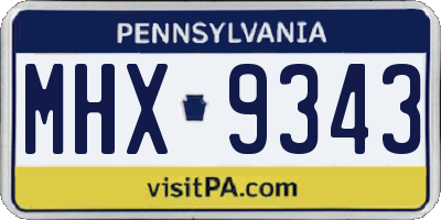 PA license plate MHX9343