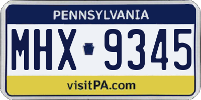 PA license plate MHX9345