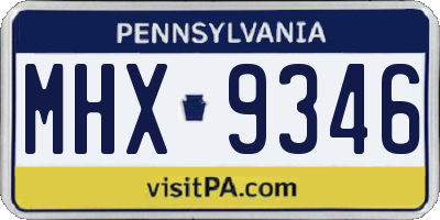 PA license plate MHX9346