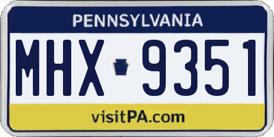 PA license plate MHX9351