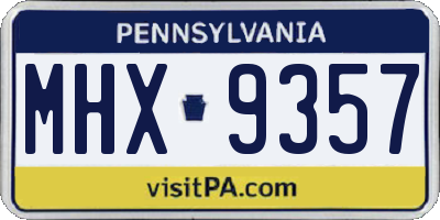 PA license plate MHX9357
