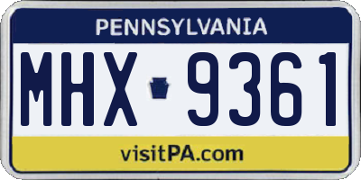 PA license plate MHX9361