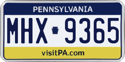 PA license plate MHX9365