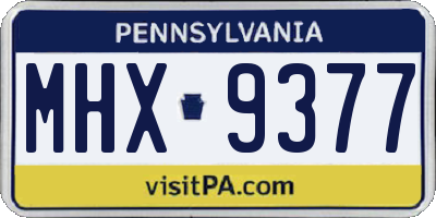 PA license plate MHX9377