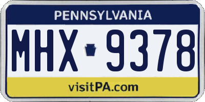 PA license plate MHX9378