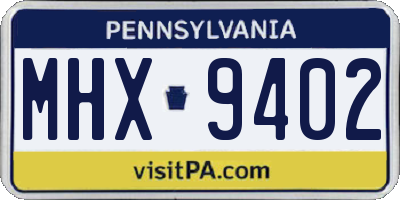 PA license plate MHX9402