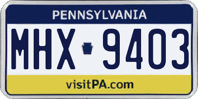 PA license plate MHX9403