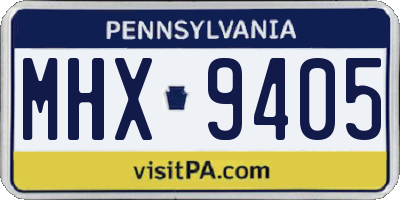 PA license plate MHX9405