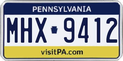 PA license plate MHX9412
