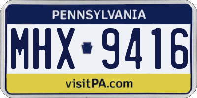 PA license plate MHX9416