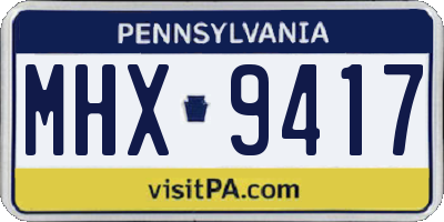 PA license plate MHX9417