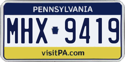 PA license plate MHX9419