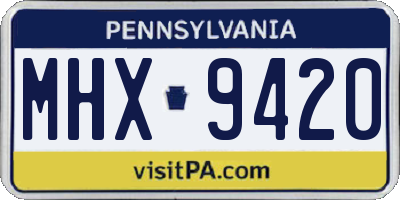 PA license plate MHX9420