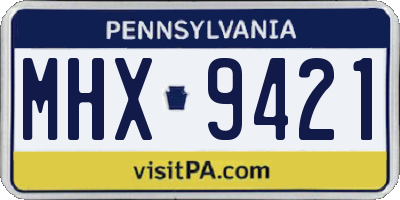 PA license plate MHX9421