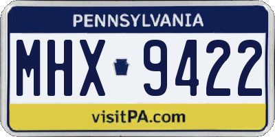 PA license plate MHX9422