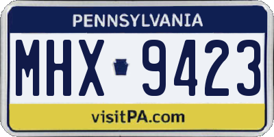PA license plate MHX9423
