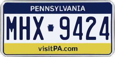 PA license plate MHX9424