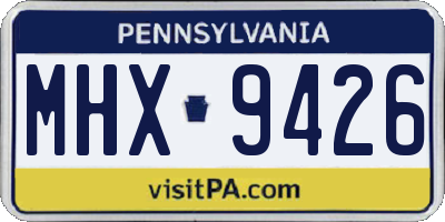PA license plate MHX9426