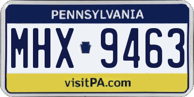 PA license plate MHX9463