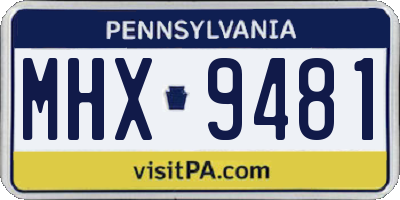 PA license plate MHX9481