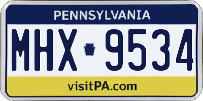 PA license plate MHX9534