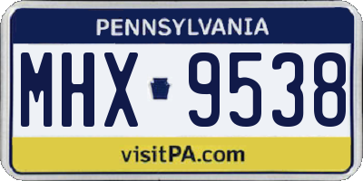 PA license plate MHX9538