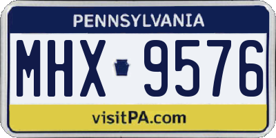 PA license plate MHX9576