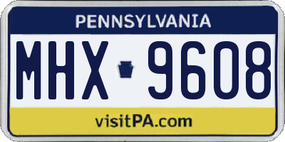 PA license plate MHX9608