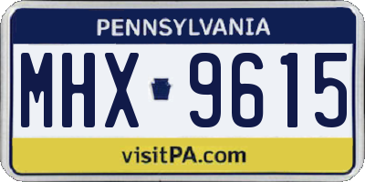 PA license plate MHX9615