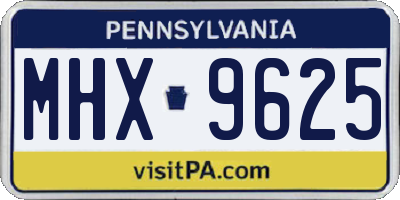PA license plate MHX9625