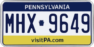 PA license plate MHX9649