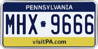 PA license plate MHX9666