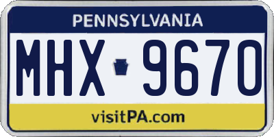 PA license plate MHX9670