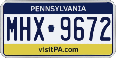 PA license plate MHX9672