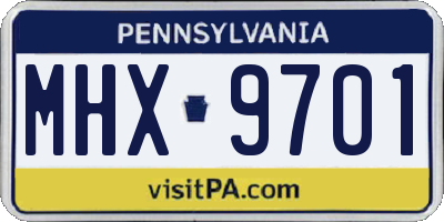 PA license plate MHX9701