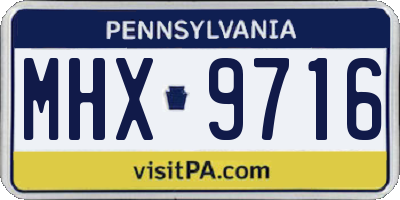 PA license plate MHX9716