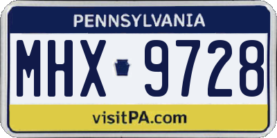 PA license plate MHX9728