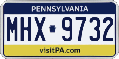 PA license plate MHX9732